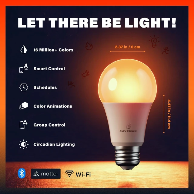Alt view image 2 of 7 - Matter & WiFi A19 Smart LED Light Bulb, 60W 800lm 4PK | Work with Alexa & Google Home, Lighting Bulbs with 16M+ RGBTW Color Changing, Music Sync
