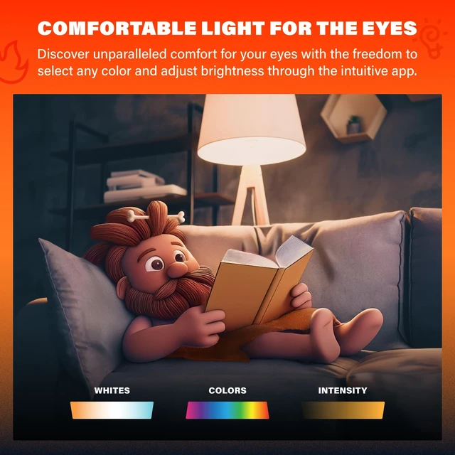 Alt view image 6 of 7 - Matter & WiFi A19 Smart LED Light Bulb, 60W 800lm 4PK | Work with Alexa & Google Home, Lighting Bulbs with 16M+ RGBTW Color Changing, Music Sync