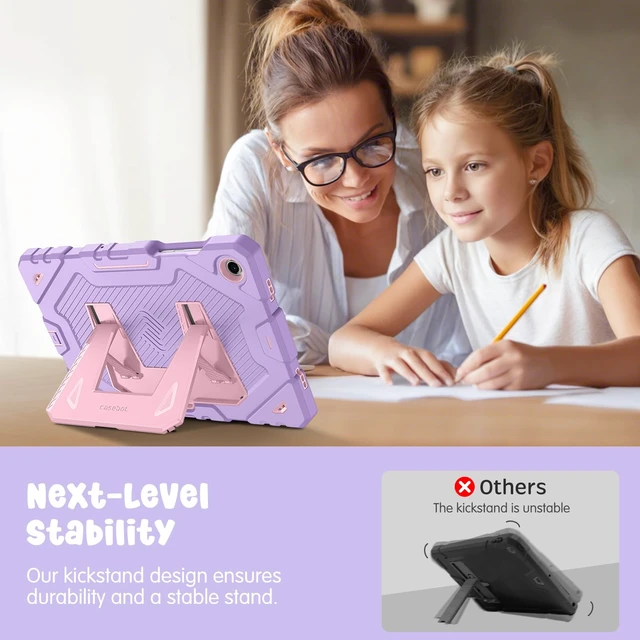Alt view image 5 of 7 - Kid-Friendly Case for Samsung Galaxy Tab A11+/A9+ 11'', Purple | Rugged Shockproof Case, Kickstand & Shoulder Strap, Adjustable Stand, 3-Layer Drop Protection, for Learning & Travel
