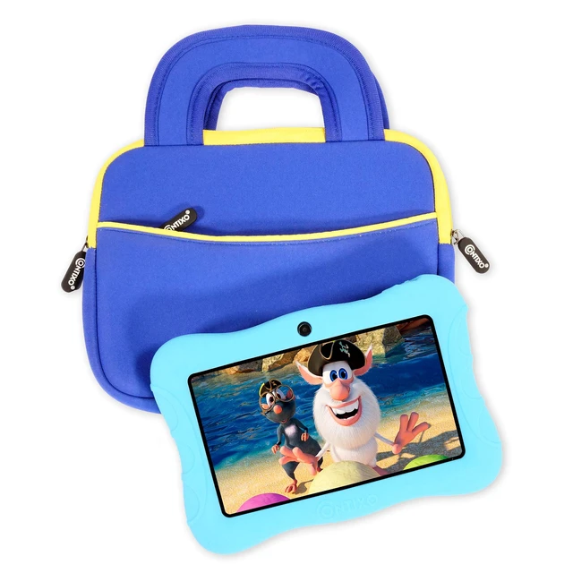 Alt view image 2 of 7 - 7" Tablet Sleeve Bag - Compatible with 7-8" Kids Tablets, Includes Accessory Pocket, Protective Case, Durable Neoprene Cover for Tablets (Blue)