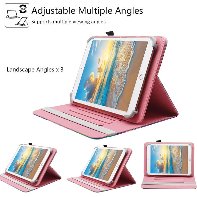 Alt view image 4 of 6 - Universal 10 10.1 11 Inch Android 16 15 Tablet Case Cover | for All 9.5" - 11" Inch Tablet, PU Leather Folio Stand Cover, 360 Degree Rotating, Multi-Angle Viewing Stand, with Pen Loop