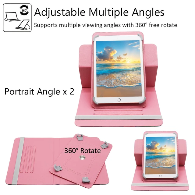 Alt view image 5 of 6 - Universal 10 10.1 11 Inch Android 16 15 Tablet Case Cover | for All 9.5" - 11" Inch Tablet, PU Leather Folio Stand Cover, 360 Degree Rotating, Multi-Angle Viewing Stand, with Pen Loop