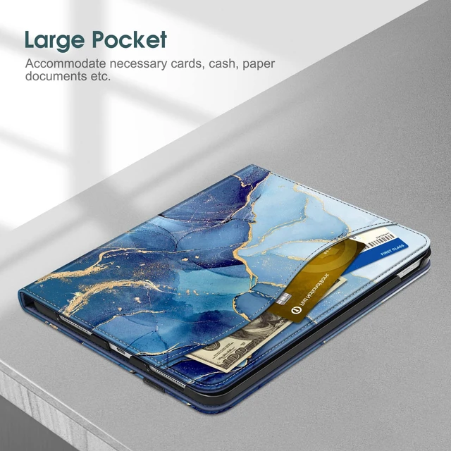 Alt view image 5 of 7 - Folio Case for iPad (A16) 11th Gen 11 in, iPad 10th Generation 10.9" | Multi-Angle Viewing Protective Stand Cover, Built-in Pencil Holder & Storage Pocket, Auto Wake/Sleep, Ocean Marble