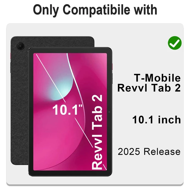 Alt view image 2 of 7 - Case for T-Mobile Revvl Tab 2 10.1 inch Shockproof Cover 2025 | Heavy Duty Drop-proof Rugged, Full Body Protective, 360 Rotating Stand, Shoulder Strap, Black Blue