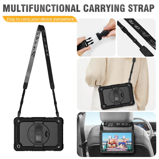 Alt view image 6 of 7 - Case for Samsung Galaxy Tab A11+ Plus /A9+ 11 Inch, Protective with Screen Protector/Hand Strap/Pen Holder, Shockproof Samsung A11 Plus Tablet Case 5G, SM-X230 SM-X236 SM-X238U - Black