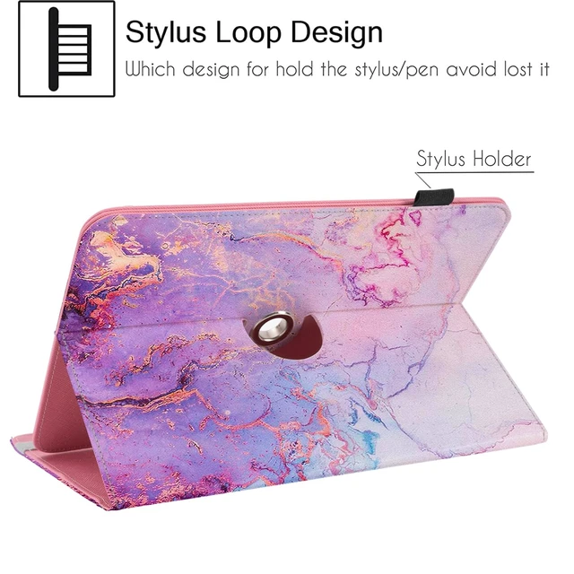 Alt view image 5 of 7 - Universal 10 10.1 Inch Android Tablet Case,10 Inch Tablet Case, | 360 Degree Rotatable Multiple Viewing 9.5"-10.5"Inch Tablet Cover For 9.6"10.1"10.5" Touchscreen Tablet,Marble Purple