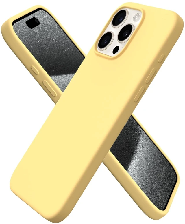Main image of for iPhone 15 Pro Max Case, Liquid Silicone, Buttercream Yellow | 4-Layer Liquid Silicone Rubber, Soft Touch Feel, Shockproof Case, Raised Edges, Microfiber Lining