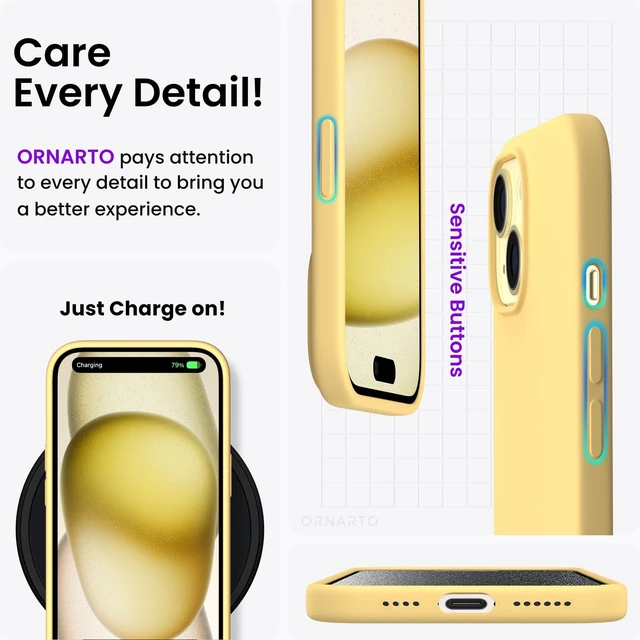 Alt view image 5 of 6 - for iPhone 15 Pro Max Case, Liquid Silicone, Buttercream Yellow | 4-Layer Liquid Silicone Rubber, Soft Touch Feel, Shockproof Case, Raised Edges, Microfiber Lining