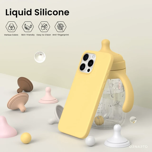Alt view image 3 of 6 - for iPhone 15 Pro Max Case, Liquid Silicone, Buttercream Yellow | 4-Layer Liquid Silicone Rubber, Soft Touch Feel, Shockproof Case, Raised Edges, Microfiber Lining