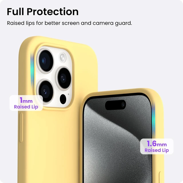 Alt view image 4 of 6 - for iPhone 15 Pro Max Case, Liquid Silicone, Buttercream Yellow | 4-Layer Liquid Silicone Rubber, Soft Touch Feel, Shockproof Case, Raised Edges, Microfiber Lining