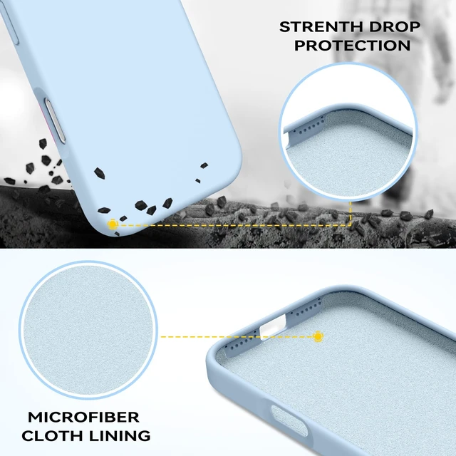 Alt view image 3 of 7 - Case for iPhone 17 Pro Max, Liquid Silicone Soft Gel Rubber iPhone 17 Pro Max Phone Case Slim Thin Phone Case with Microfiber Lining Protective Phone Cases Cover for Men Women, Light Blue