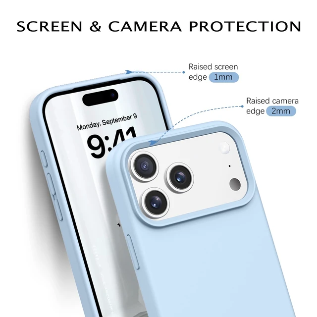 Alt view image 7 of 7 - Case for iPhone 17 Pro Max, Liquid Silicone Soft Gel Rubber iPhone 17 Pro Max Phone Case Slim Thin Phone Case with Microfiber Lining Protective Phone Cases Cover for Men Women, Light Blue