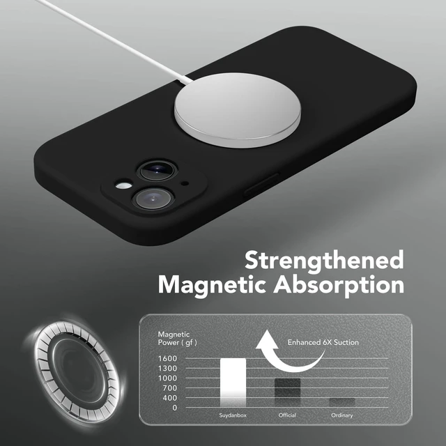 Alt view image 2 of 7 - Magnetic for iPhone 14 Case Silicone Black | Fit for MagSafe, Screen Protector, Full Camera Protection, Premium Silicone Shockproof Protective Phone Case for iPhone 14