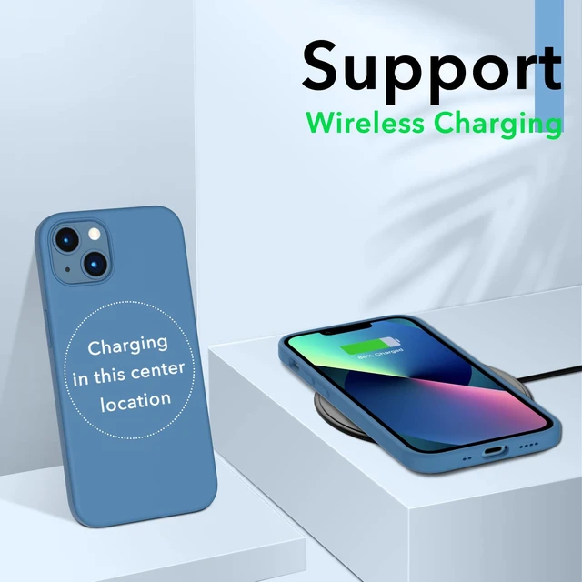 Alt view image 5 of 6 - Compatible with iPhone 13 Mini Case, Slim Liquid Silicone 3 Layers Full Covered Soft Gel Rubber with Microfiber Case Cover 5.4 inch-Blue