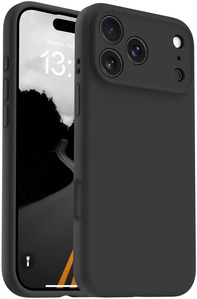 Main image of Magnetic for iPhone 17 Pro Max Case,Compatible with Magsafe,Classic Liquid Silicone Mobile Phone Case,Integrated Camera Control Button,Anti-Scratch Microfiber Lining, Black