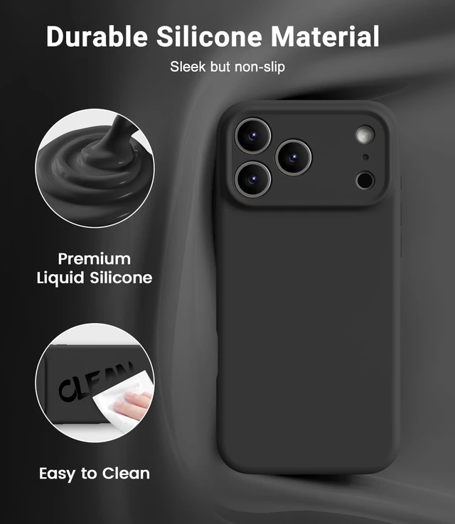 Alt view image 3 of 7 - Magnetic for iPhone 17 Pro Max Case,Compatible with Magsafe,Classic Liquid Silicone Mobile Phone Case,Integrated Camera Control Button,Anti-Scratch Microfiber Lining, Black