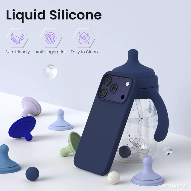 Alt view image 3 of 6 - for iPhone 17 Pro Case 6.3", Slim Liquid Silicone,Navy Blue | Silky-Soft Touch, Shockproof Protection, Anti-Fingerprint Finish, Lightweight Design, Microfiber Lining, Responsive Buttons