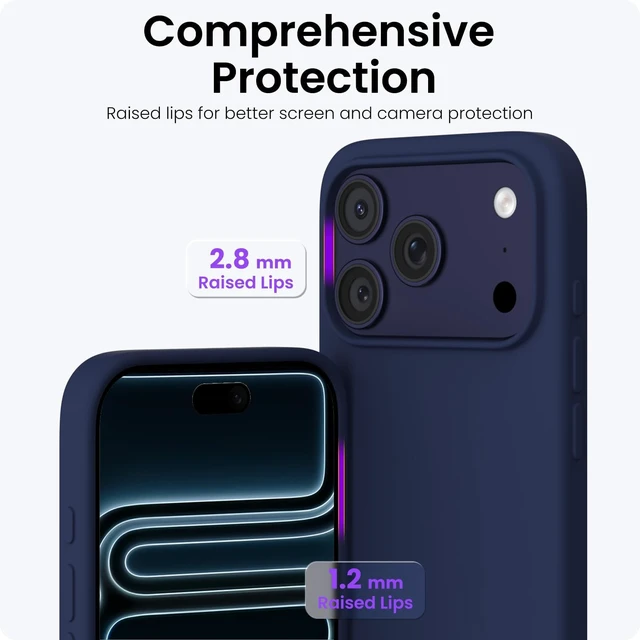 Alt view image 4 of 6 - for iPhone 17 Pro Case 6.3", Slim Liquid Silicone,Navy Blue | Silky-Soft Touch, Shockproof Protection, Anti-Fingerprint Finish, Lightweight Design, Microfiber Lining, Responsive Buttons