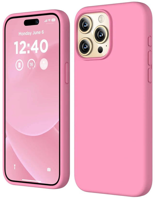 Main image of Silicone for iPhone 15 Pro Max Case, Phone Cover, Tender Pink | Full Body Protection, Shockproof Slim Phone Case with Anti-Scratch Microfiber Lining