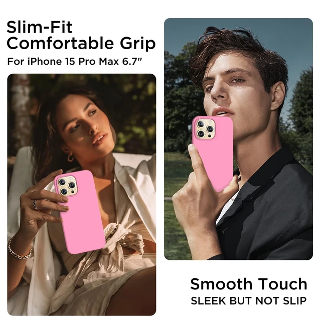 Alt view image 2 of 7 - Silicone for iPhone 15 Pro Max Case, Phone Cover, Tender Pink | Full Body Protection, Shockproof Slim Phone Case with Anti-Scratch Microfiber Lining