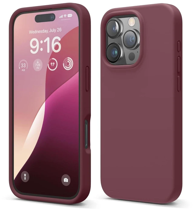 Main image of Premium Liquid Silicone Case for iPhone 16 Pro Burgundy | Full Body Protection, Shockproof, Slim Phone, Anti-Scratch Soft Microfiber Lining (Burgundy)