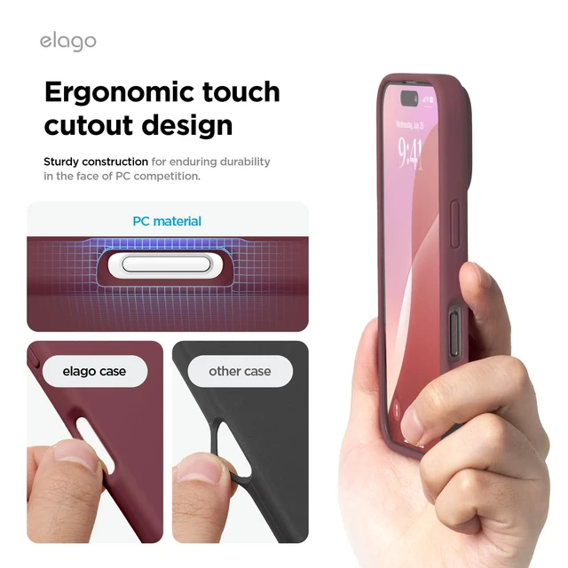 Alt view image 6 of 7 - Premium Liquid Silicone Case for iPhone 16 Pro Burgundy | Full Body Protection, Shockproof, Slim Phone, Anti-Scratch Soft Microfiber Lining (Burgundy)