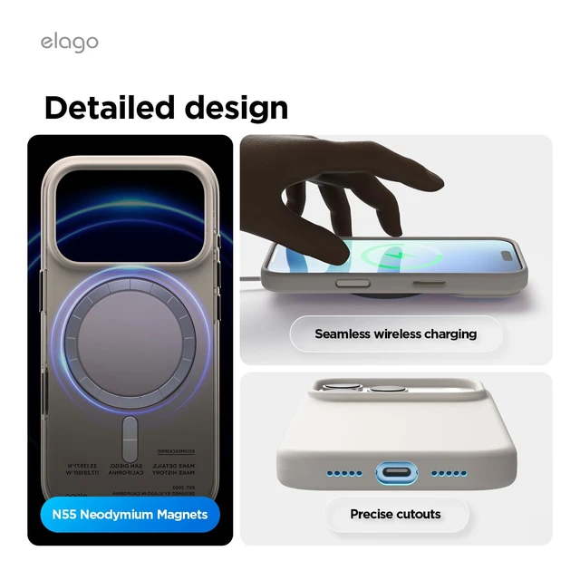 Alt view image 7 of 7 - Premium Magnetic Silicone Case for iPhone 17 Pro Stone | Compatible with MagSafe, Liquid Silicone Material, Protection, Shockproof, Slim Phone (Stone)
