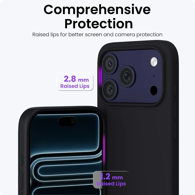 Alt view image 4 of 6 - for iPhone 17 Pro Case 6.3", Slim Liquid Silicone,Black | Silky-Soft Touch, Shockproof Protection, Anti-Fingerprint Finish, Lightweight Design, Microfiber Lining, Responsive Buttons