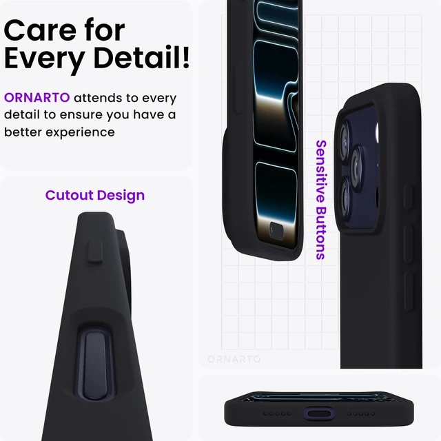 Alt view image 5 of 6 - for iPhone 17 Pro Case 6.3", Slim Liquid Silicone,Black | Silky-Soft Touch, Shockproof Protection, Anti-Fingerprint Finish, Lightweight Design, Microfiber Lining, Responsive Buttons