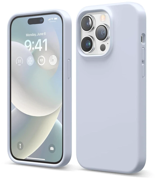 Main image of Premium Liquid Silicone Case for iPhone 14 Pro Light Blue | Full Body Protective Cover, Shockproof, Slim Phone, Anti-Scratch Soft Microfiber Lining (Light Blue)