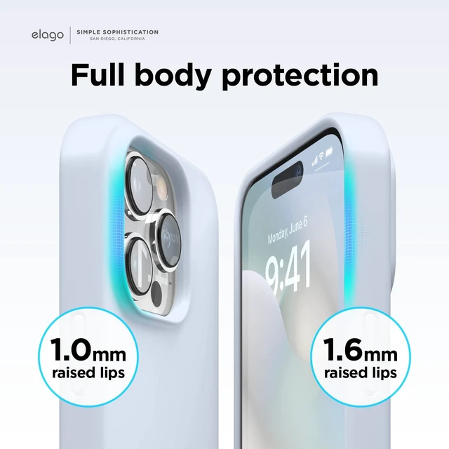 Alt view image 6 of 7 - Premium Liquid Silicone Case for iPhone 14 Pro Light Blue | Full Body Protective Cover, Shockproof, Slim Phone, Anti-Scratch Soft Microfiber Lining (Light Blue)