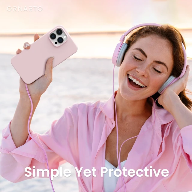 Alt view image 6 of 6 - for iPhone 14 Pro Case 6.1 Inch, Slim Liquid Silicone, Chalk Pink | 3-Layer Full Covered Soft Gel Rubber, Non-Slip Grip Shockproof Protective Cover, Phone Case for iPhone 14 Pro