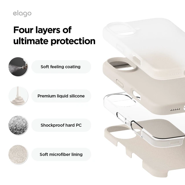 Alt view image 4 of 7 - Premium Liquid Silicone Case for iPhone 16 Stone | Full Body Protection, Shockproof, Slim Phone Case, Anti-Scratch Soft Microfiber Lining (Stone)