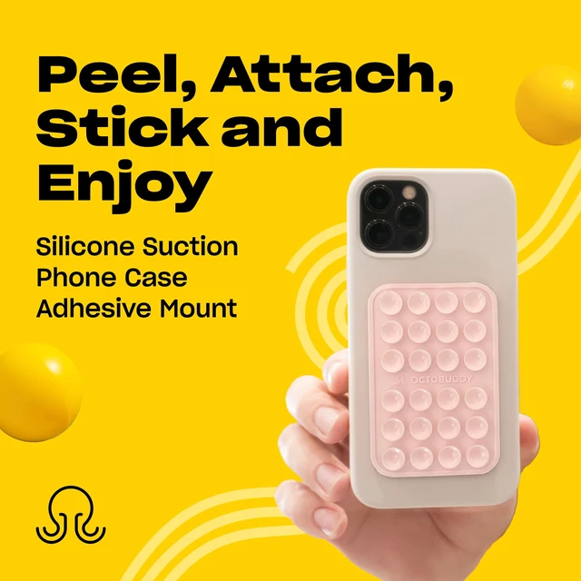Alt view image 2 of 6 - Classic - Silicone Suction Phone Case Adhesive Mount, Chalk Pink | Hands-Free, Strong Grip Holder for Selfies and Videos - iPhone and Android Compatible - 2.25 x 3.25