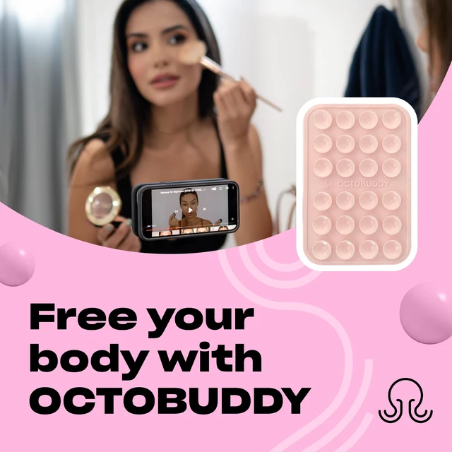Alt view image 3 of 6 - Classic - Silicone Suction Phone Case Adhesive Mount, Chalk Pink | Hands-Free, Strong Grip Holder for Selfies and Videos - iPhone and Android Compatible - 2.25 x 3.25
