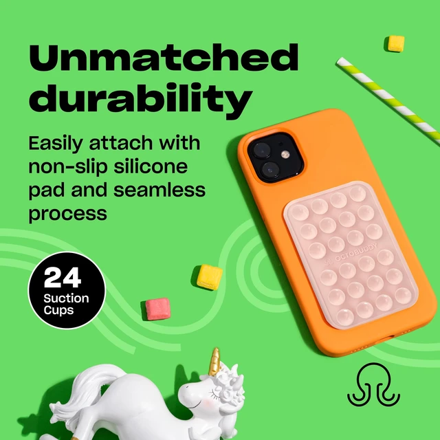 Alt view image 4 of 6 - Classic - Silicone Suction Phone Case Adhesive Mount, Chalk Pink | Hands-Free, Strong Grip Holder for Selfies and Videos - iPhone and Android Compatible - 2.25 x 3.25