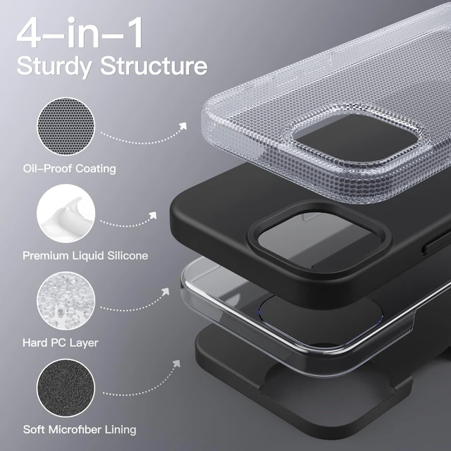 Alt view image 3 of 6 - Silicone Case for iPhone 15, Black | Silky Soft Touch, Shockproof Protection, Scratch Resistant, Microfiber Lining