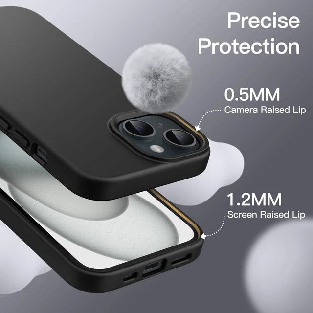 Alt view image 5 of 6 - Silicone Case for iPhone 15, Black | Silky Soft Touch, Shockproof Protection, Scratch Resistant, Microfiber Lining