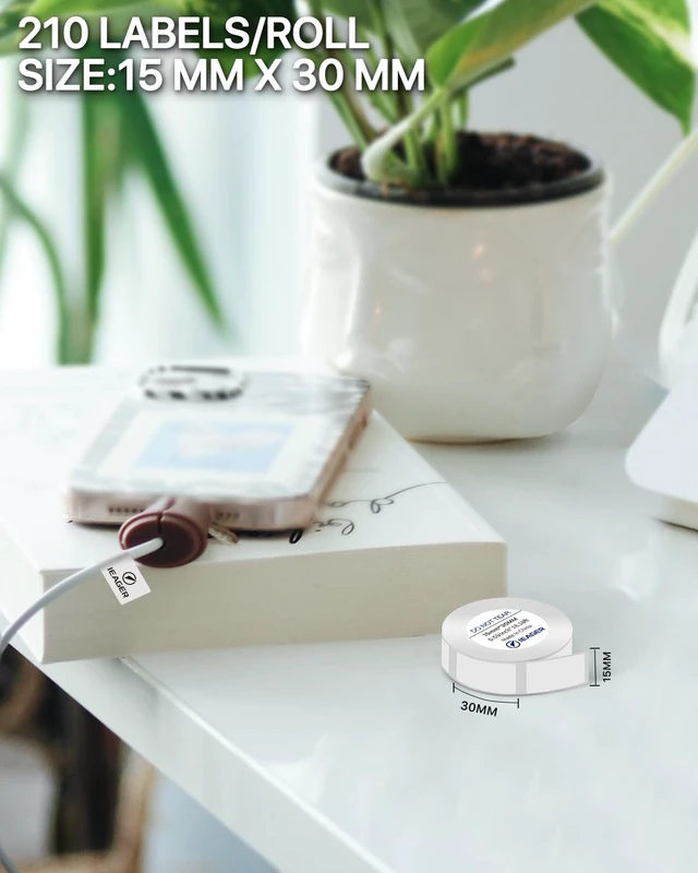 Alt view image 3 of 7 - Label Maker Tape, 15mm x 30mm D30 Label Tape, White, 3 Rolls | Thermal Sticker for Mini Label Machine, Compatible with D30 Label Printer