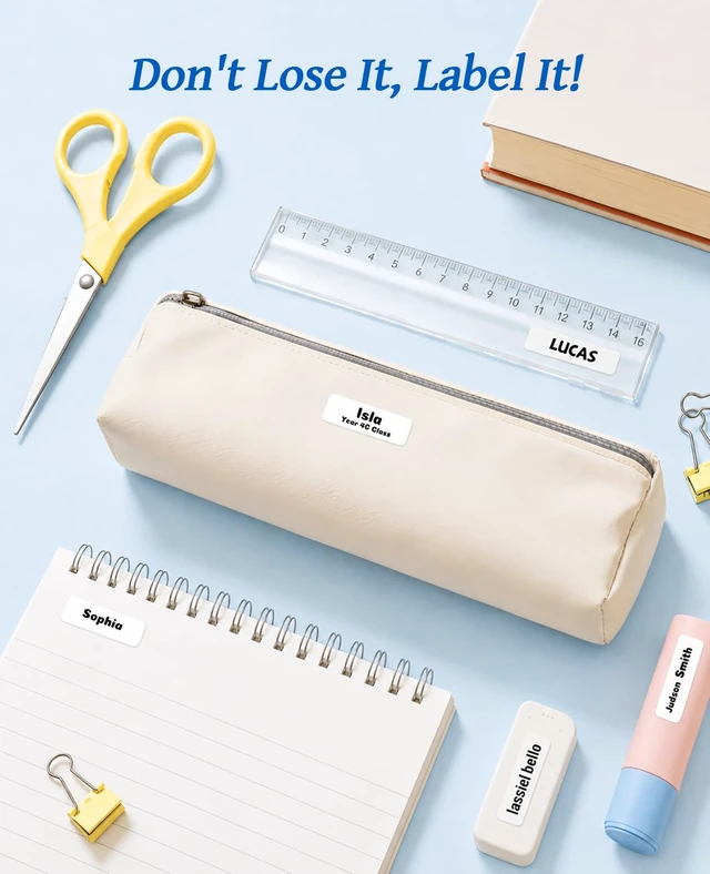 Alt view image 2 of 7 - D110 Mini Label Maker for Kids School Items, White | Creative App & Multiple Templates, Inkless Printing, Easy to Use, Ideal for Classroom, Home and Office