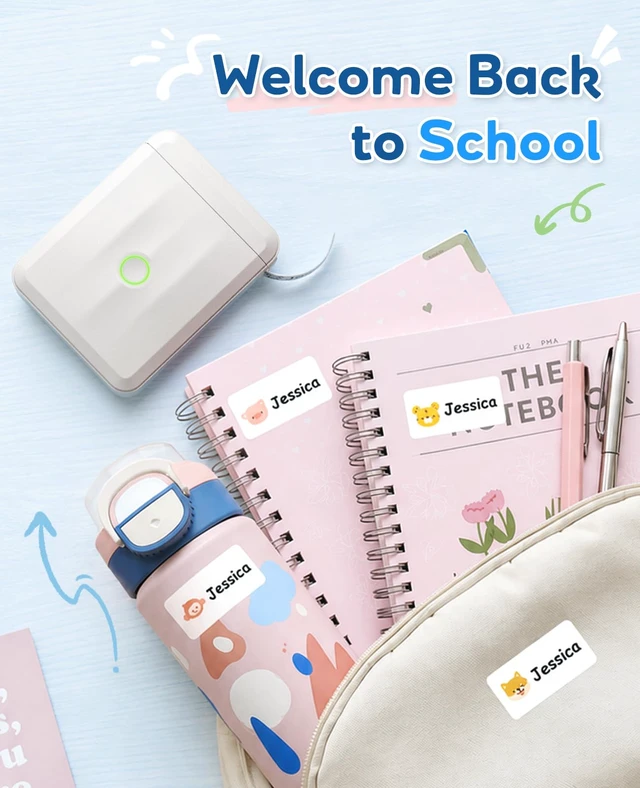 Alt view image 5 of 7 - D110 Mini Label Maker for Kids School Items, White | Creative App & Multiple Templates, Inkless Printing, Easy to Use, Ideal for Classroom, Home and Office