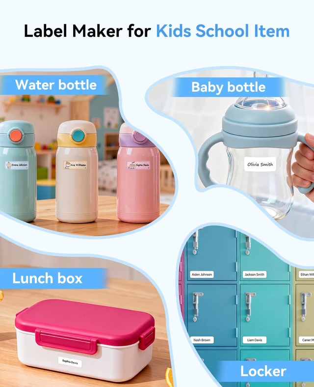 Alt view image 4 of 7 - D110 Mini Label Maker for Kids School Items, White | Creative App & Multiple Templates, Inkless Printing, Easy to Use, Ideal for Classroom, Home and Office