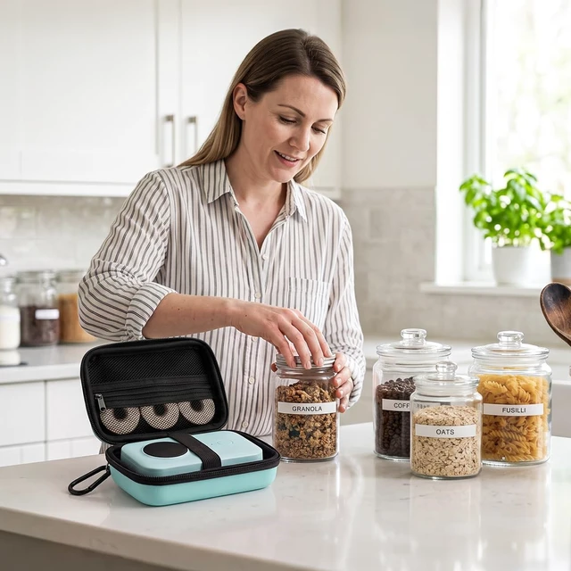 Alt view image 2 of 7 - D30 D30D D35 Label Maker Case, Waterproof Storage Bag | Bag Compatible with NELKO P21/NIIMBOT D110/NDYIN N12/ORGBRO X1/JADENS D110/SUPVAN E10 Mini Bluetooth label Maker, Case Only