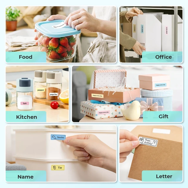 Alt view image 6 of 7 - Mini Label Maker Machine with 3 Tapes, P24 Label Makers, White | Bluetooth Thermal Label Printer with Multiple Templates, 203 DPI HD for Home, School and Office, Rechargeable and Lightweight