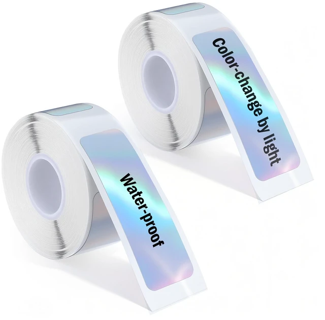 Main image of 320Pcs D30 Label Tape - Holographic Thermal Printer Labels | 0.47 x 1.57 Inch Waterproof Adhesive Printer Tape Paper for Name Tag School Supplies