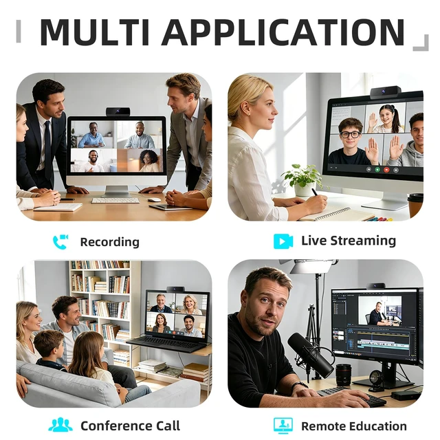 Alt view image 6 of 7 - 1080P HD Webcam, USB Plug & Play Computer Camera, Auto Low-Light Streaming Camera, Noise-Canceling Microphone Web cam - for Video on Laptop & Desktop