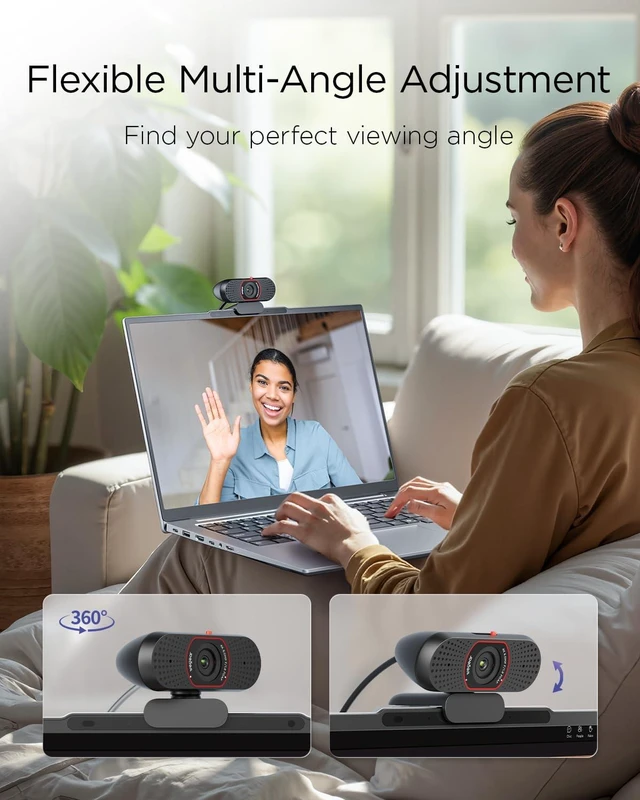 Alt view image 7 of 7 - 4K Webcam for PC, USB-A Computer Camera with Sony 1/2.55'' Sensor | 4K@30FPS & 1080P@60FPS, PDAF Autofocus, Dual Noise-Canceling Mics, Privacy Cover, 73° FOV for Meetings, Streaming & Gaming