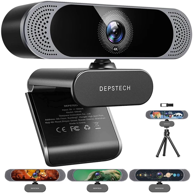 Main image of 4K Webcam Ultra HD 1/2.55'' Sony Sensor Autofocus Webcam, 80° FOV (Black)