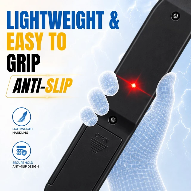 Alt view image 6 of 7 - Electric Fly Swatter - Weight Like Apple - 2AA Battery Powered (not incl.) - 3-Layer Protection Grid Bug Zapper Racket for Home Bedroom Kitchen Office Backyard Patio Indoor Outdoor