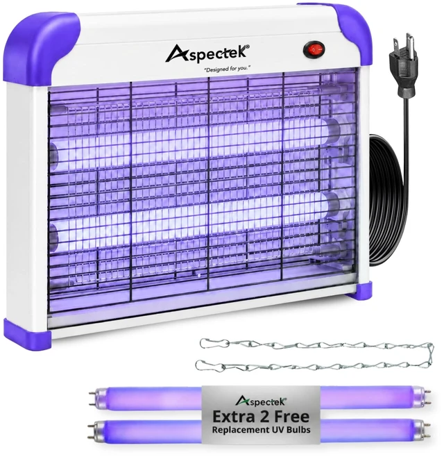 Main image of 20W Heavy Duty Bug Zapper, High-Voltage Electric Mosquito and Fly Killer, Indoor and Covered Outdoor Gnat Control for Bedroom, Patio and Greenhouse, Includes 2 Bulbs - Purple